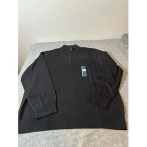 George Mens Black Quarter Zip Mock Neck Sweater XL NEW